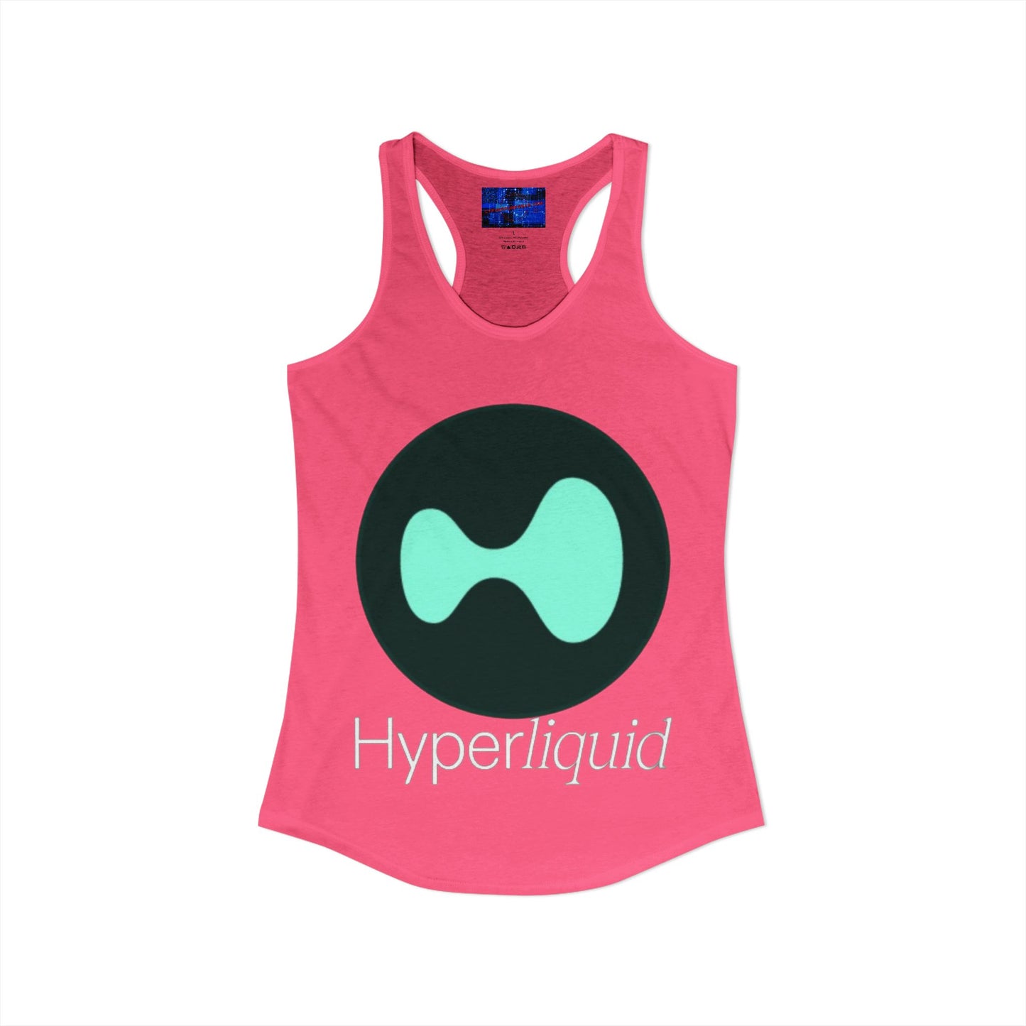 Hyperliquid White font Women's Racerback Tank Top by cypherpunkgear.com