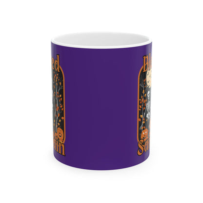 Spooktacular Skeletons of Samhain Purple Mug by CreepyCrafts.boo