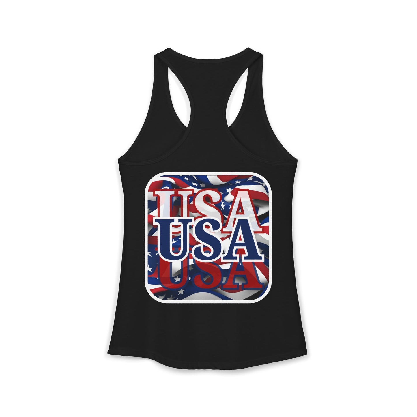 2-sided Red White and BLUE USA Patriot Women's Racerback Tank Top by cypherpunkgear.com