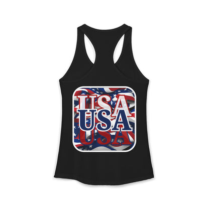 2-sided Red White and BLUE USA Patriot Women's Racerback Tank Top by cypherpunkgear.com