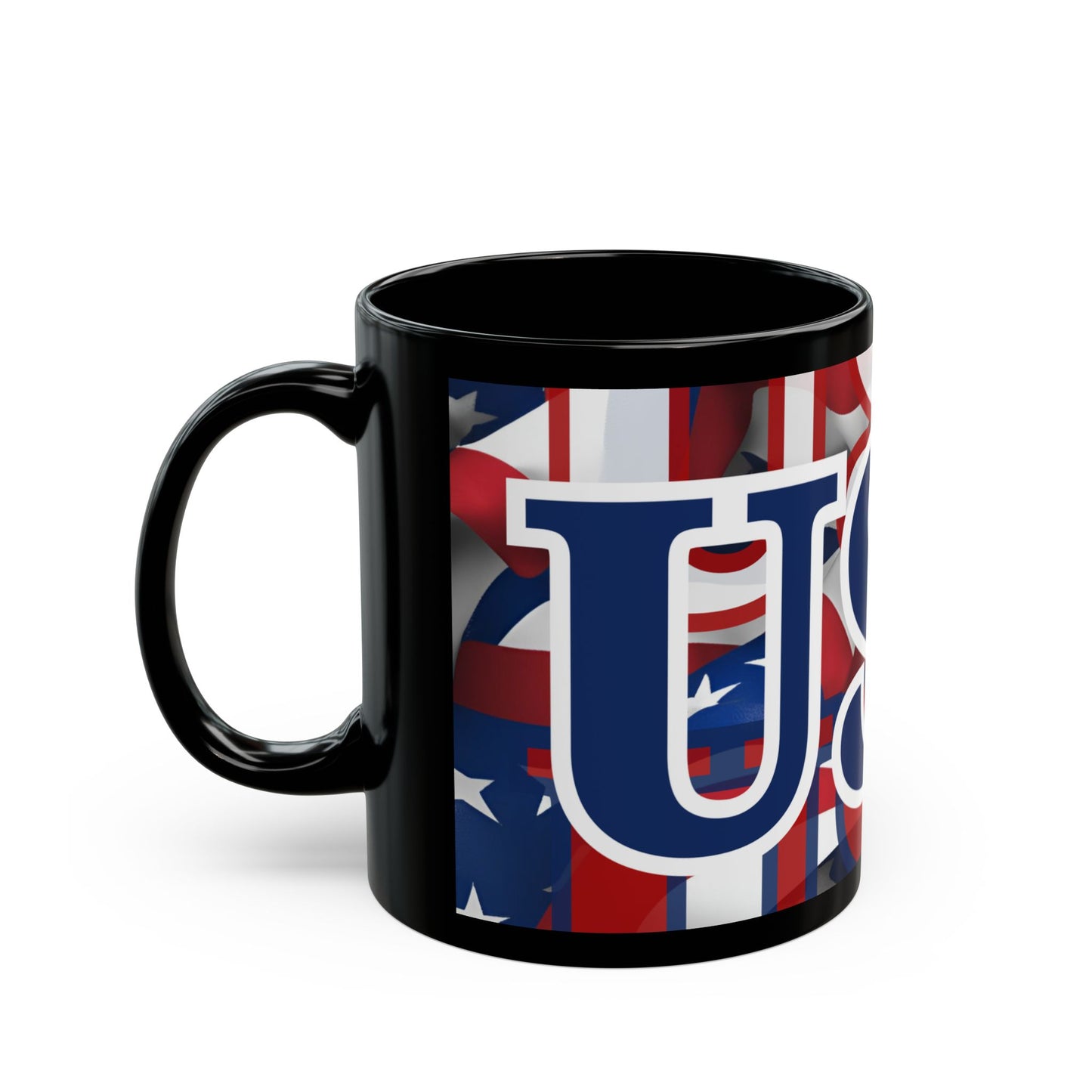 USA! USA! USA Blue font Patriot Black Mug by cypherpunkgear.com