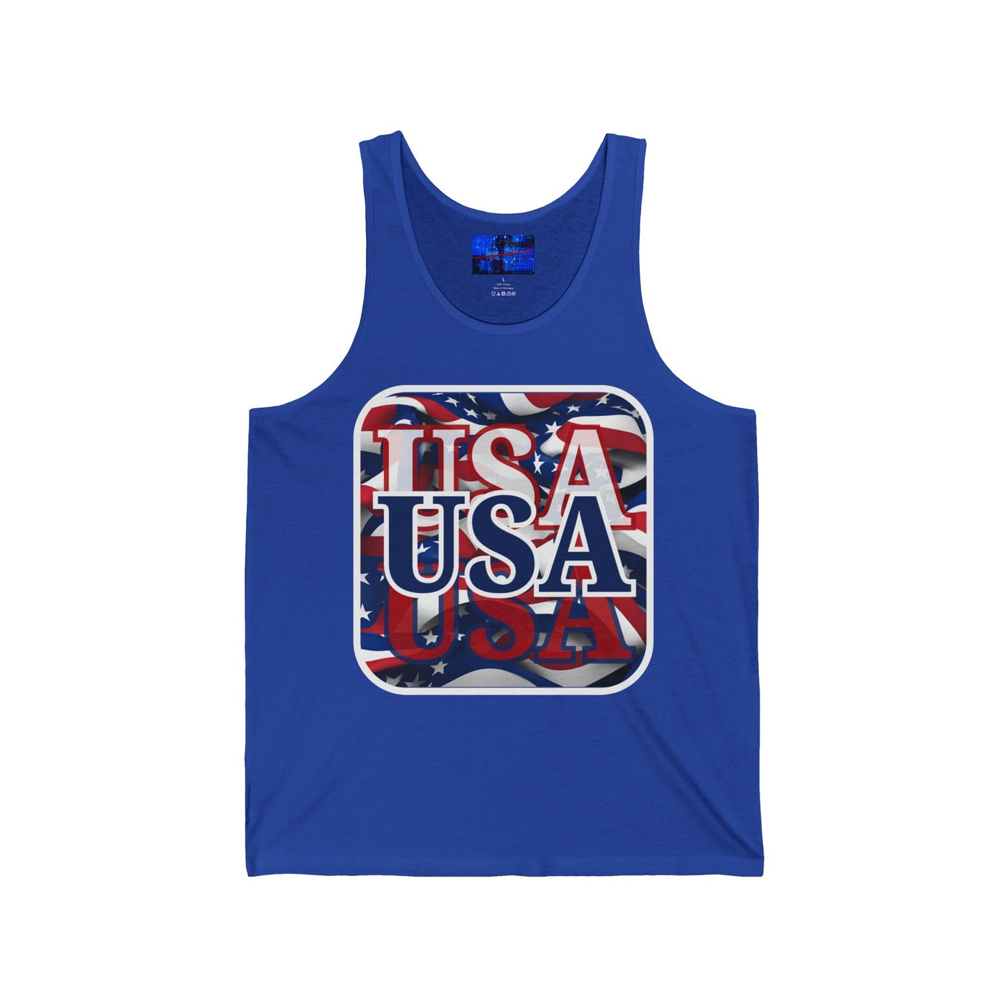 Red White and BLUE USA Patriot Unisex Jersey Tank Top by cypherpunkgear