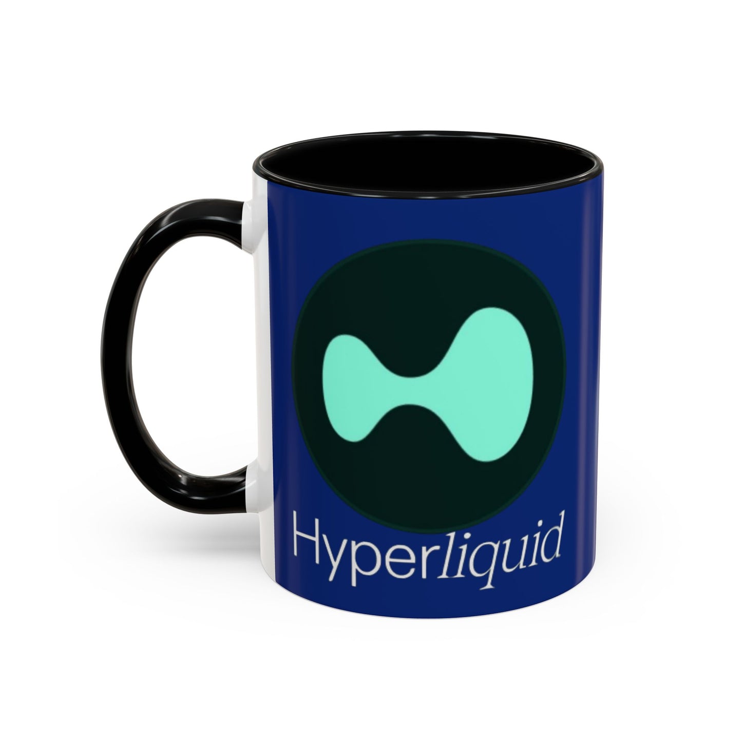 Hyperliquid White font Blue Accent Mug by cypherpunkgear.com