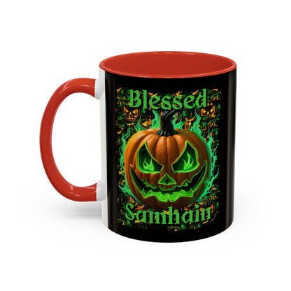 Blessed Samhain Green Jack Black Accent Mug by CreepyCrafts.boo