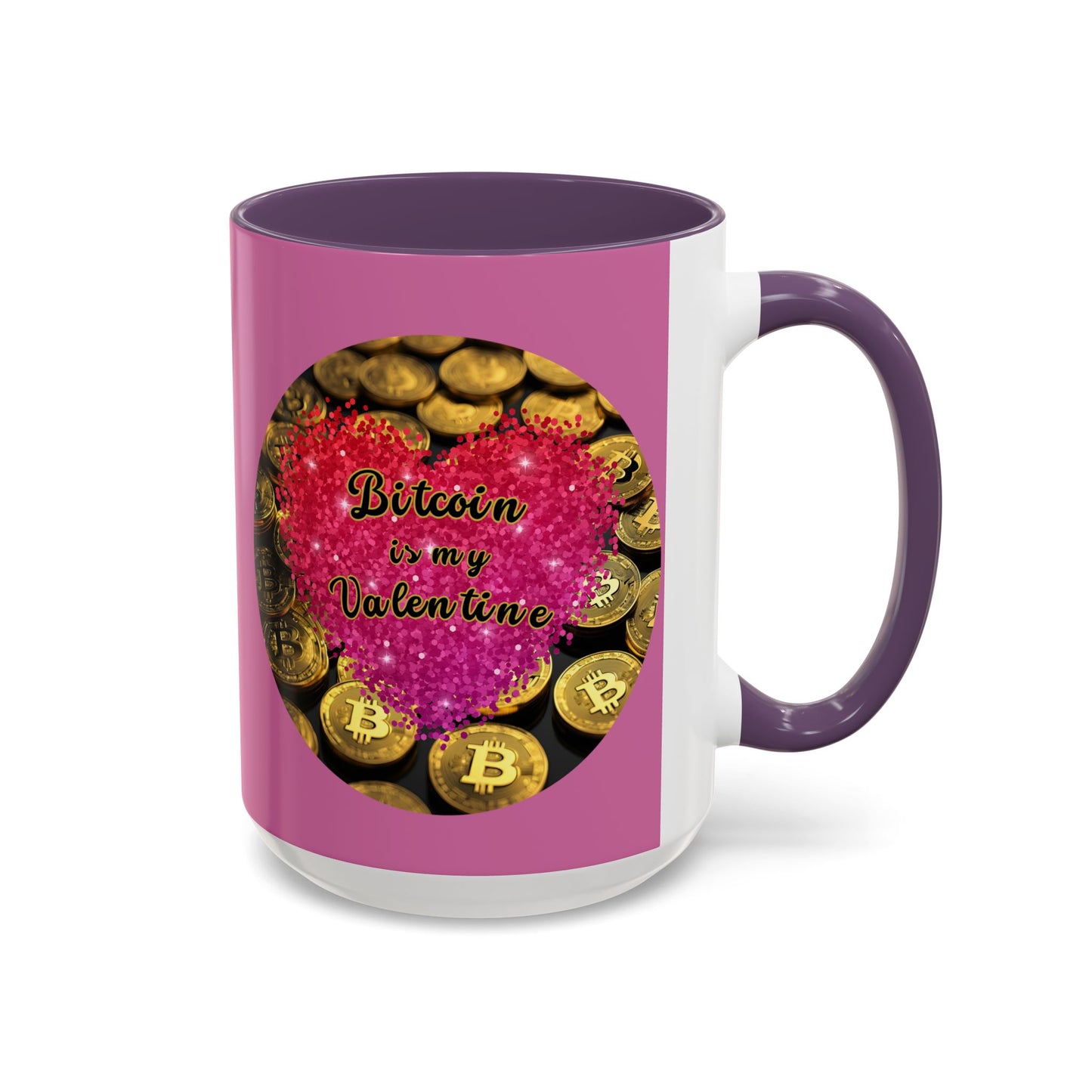 Bitcoin is My Valentine Pink Accent Mug by cypherpunkgear.com