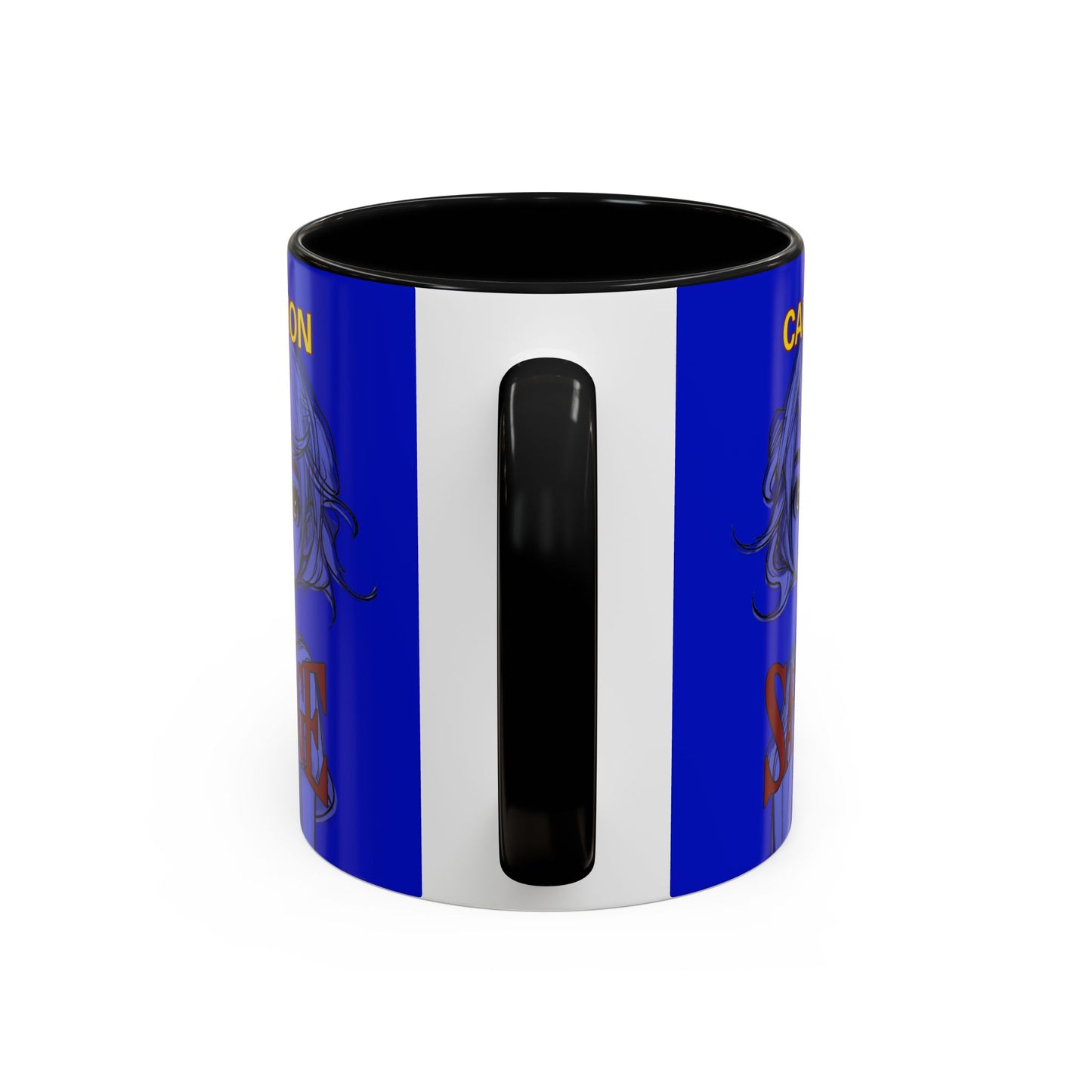Caution, Savage Dark Blue Accent Mug by cypherpunkgear.com