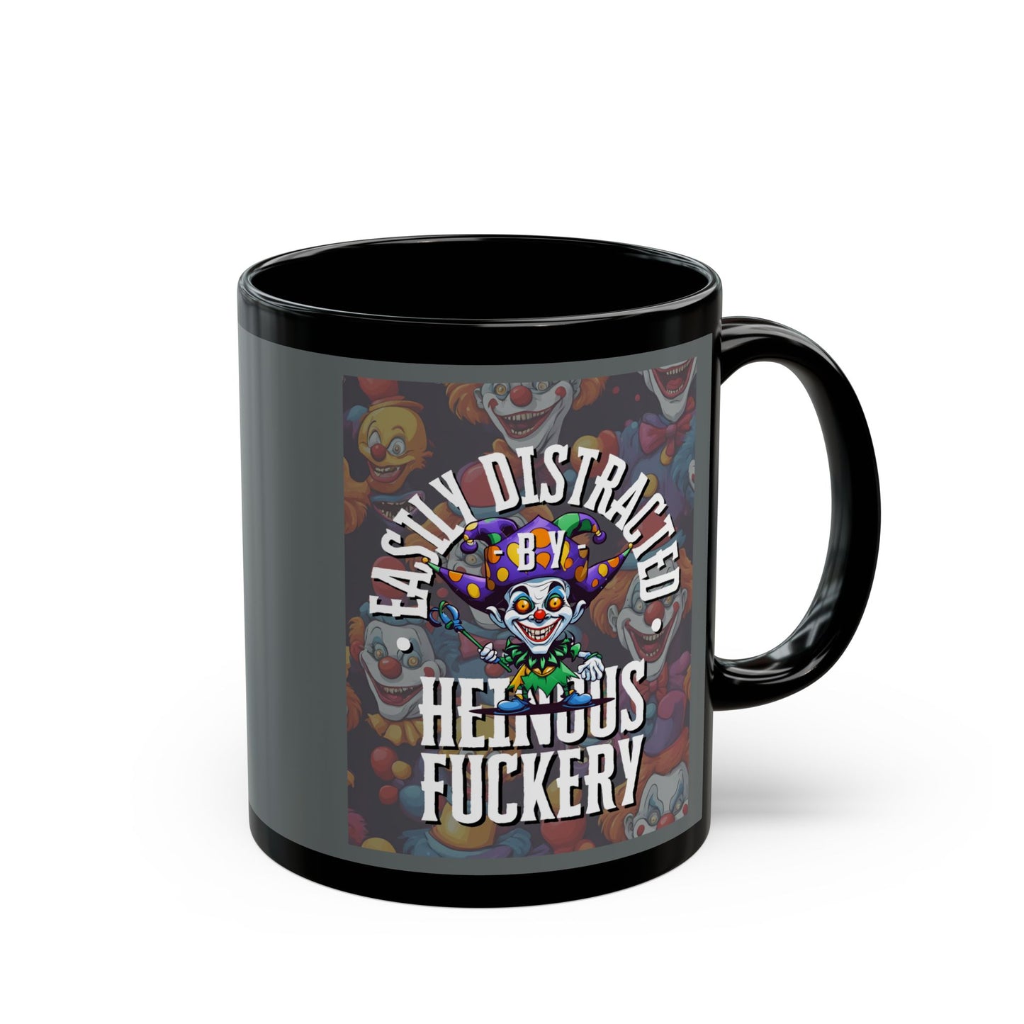 Easily Distracted by Heinous Fuckery Little Jinx Grey Mug by cypherpunkgear.com