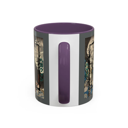 Yōkai Happy Halloween Grey Accent Mug by CreepyCrafts.boo