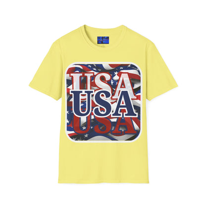 ¡EE.UU! ¡EE.UU! ¡EE.UU! ¡Patriota por cypherpunkgear! Camiseta unisex de estilo suave