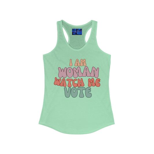 I Am Woman Watch Me Vote Women's Racerback Tank Top by cypherpunkgear.com