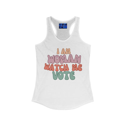 I Am Woman Watch Me Vote Women's Racerback Tank Top by cypherpunkgear.com