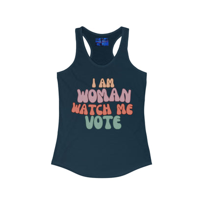 I Am Woman Watch Me Vote Women's Racerback Tank Top by cypherpunkgear.com