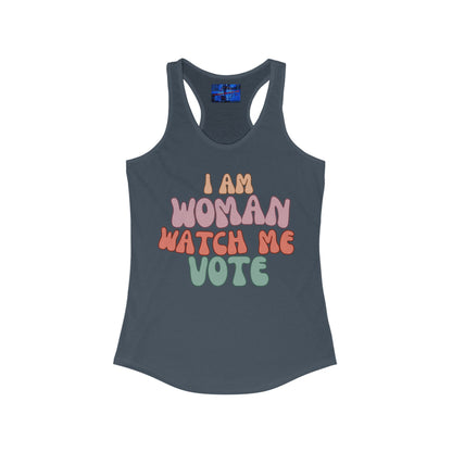 I Am Woman Watch Me Vote Women's Racerback Tank Top by cypherpunkgear.com