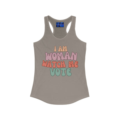 I Am Woman Watch Me Vote Women's Racerback Tank Top by cypherpunkgear.com