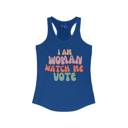 I Am Woman Watch Me Vote Women's Racerback Tank Top by cypherpunkgear.com