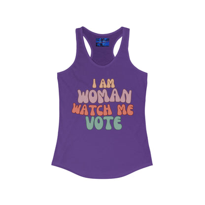 I Am Woman Watch Me Vote Women's Racerback Tank Top by cypherpunkgear.com