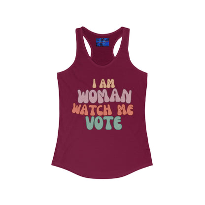 I Am Woman Watch Me Vote Women's Racerback Tank Top by cypherpunkgear.com