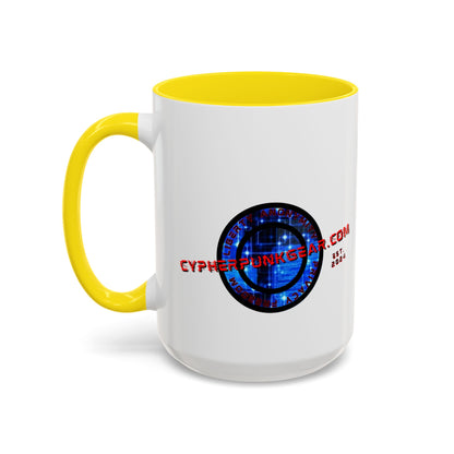 2-sided, cypherpunkgear.com Logo & Cityscape Accent Mug by cypherpunkgear.com