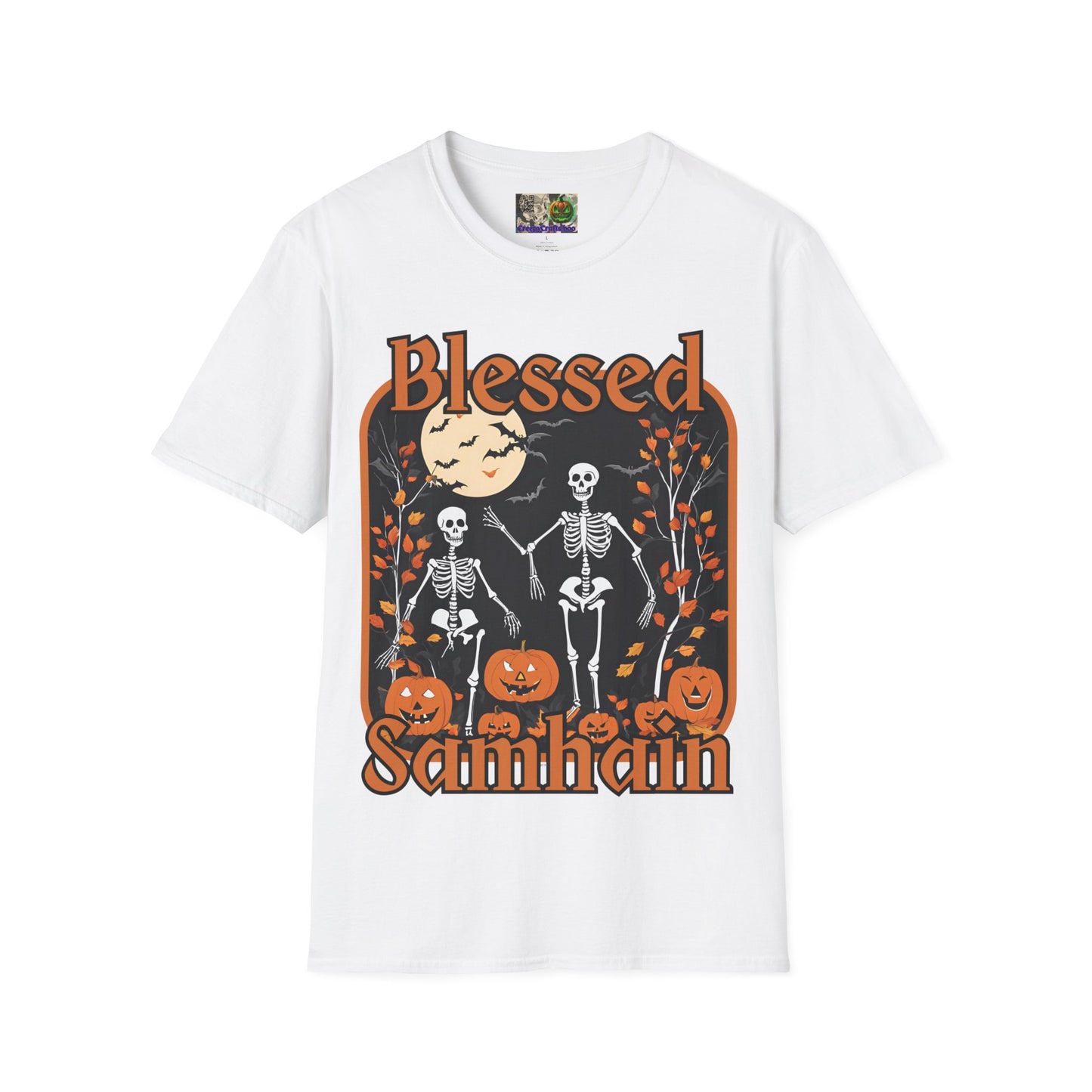 Spooktacular Skeletons of Samhain Light colors Unisex T-Shirt by CreepyCrafts.boo