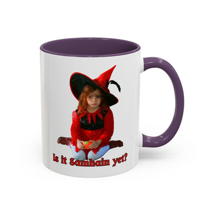 Is it Samhain yet? White Accent Mug by CreepyCrafts.boo