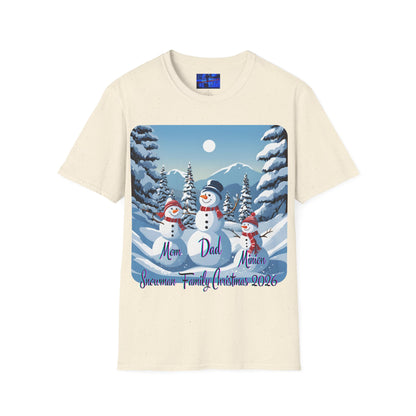 Snowman Family of 3 Light colors Unisex T-Shirt by cypherpunkgear.com