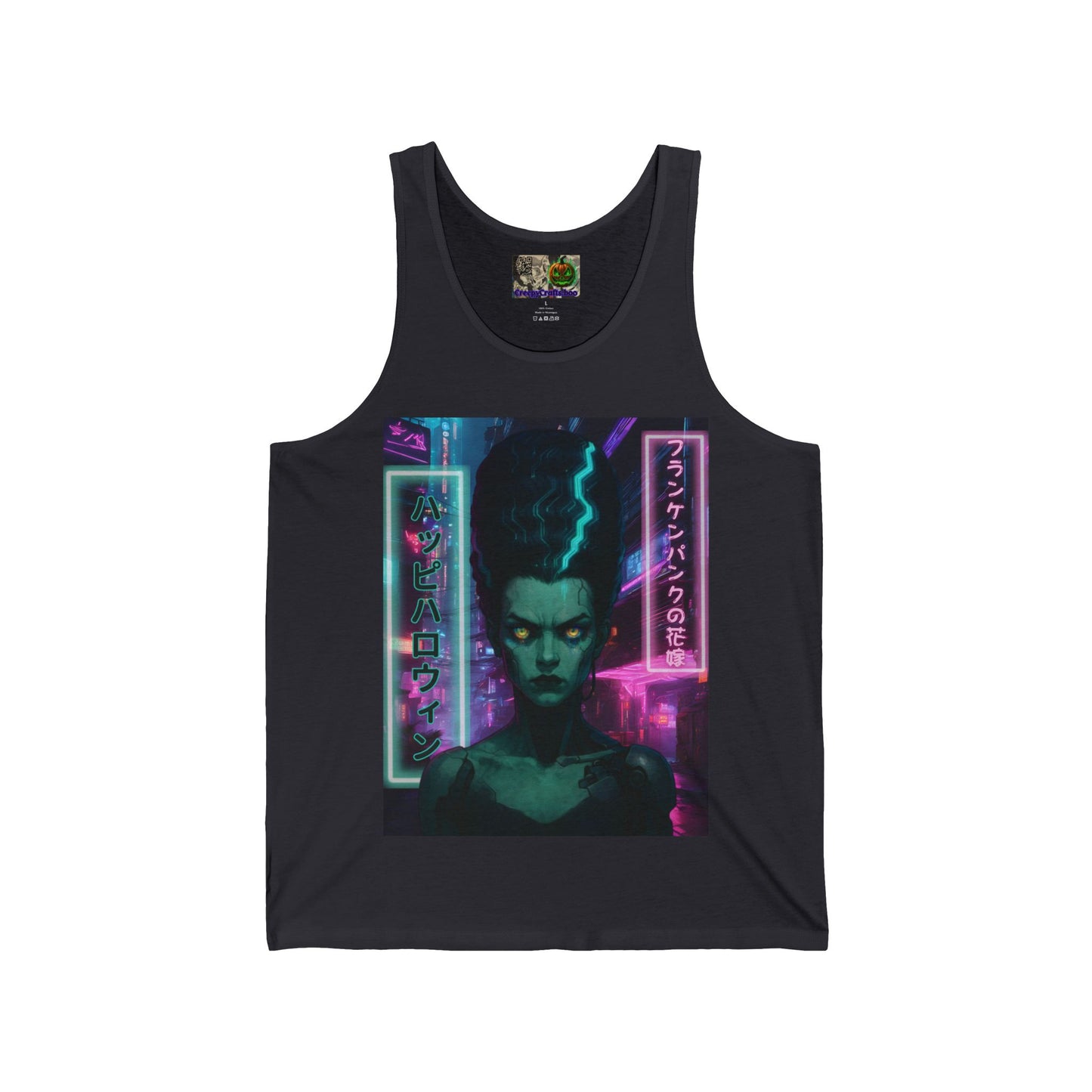 Bride of Frankenpunk Unisex Jersey Tank Top by CreepyCrafts.boo