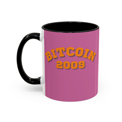 Bitcoin 2009 Pink Accent Mug by cypherpunkgear.com