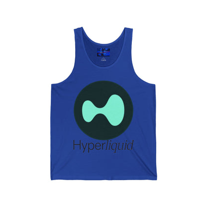 Hyperliquid Black font Unisex Jersey Tank Top by cypherpunkgear.com