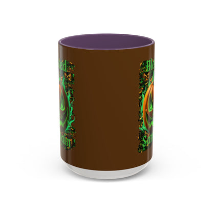 Blessed Samhain Green Jack Brown Accent Mug by CreepyCrafts.boo
