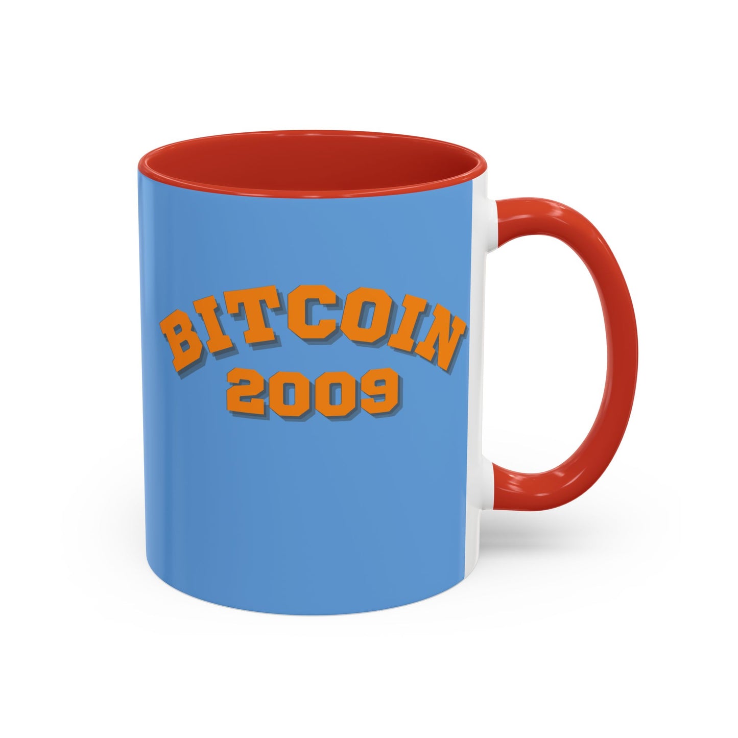 Bitcoin 2009 Light Blue Accent Mug by cypherpunkgear.com