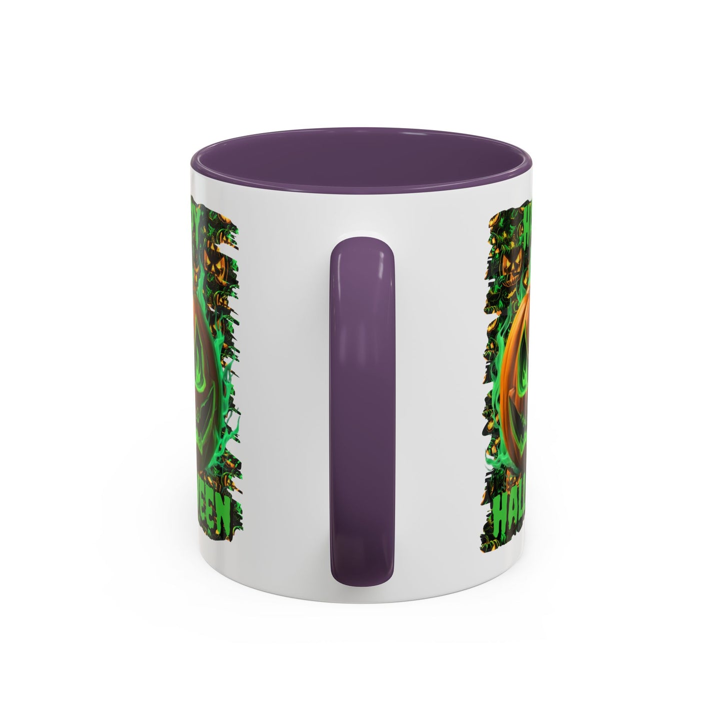 Happy Halloween Green Jack White Accent Mug by CreepyCrafts.boo