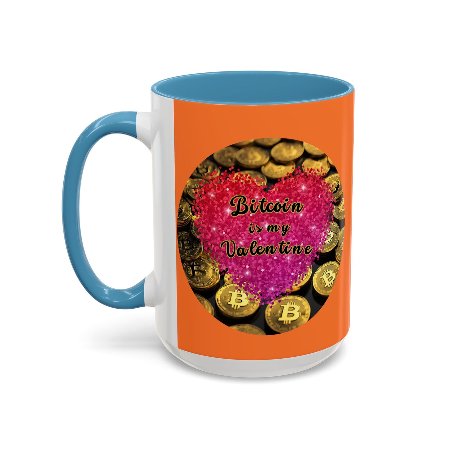 Bitcoin is My Valentine Orange Accent Mug by cypherpunkgear.com