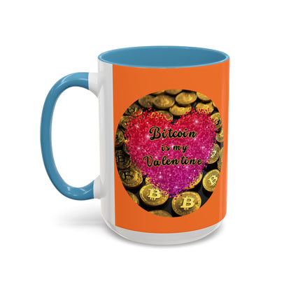 Bitcoin is My Valentine Orange Accent Mug by cypherpunkgear.com