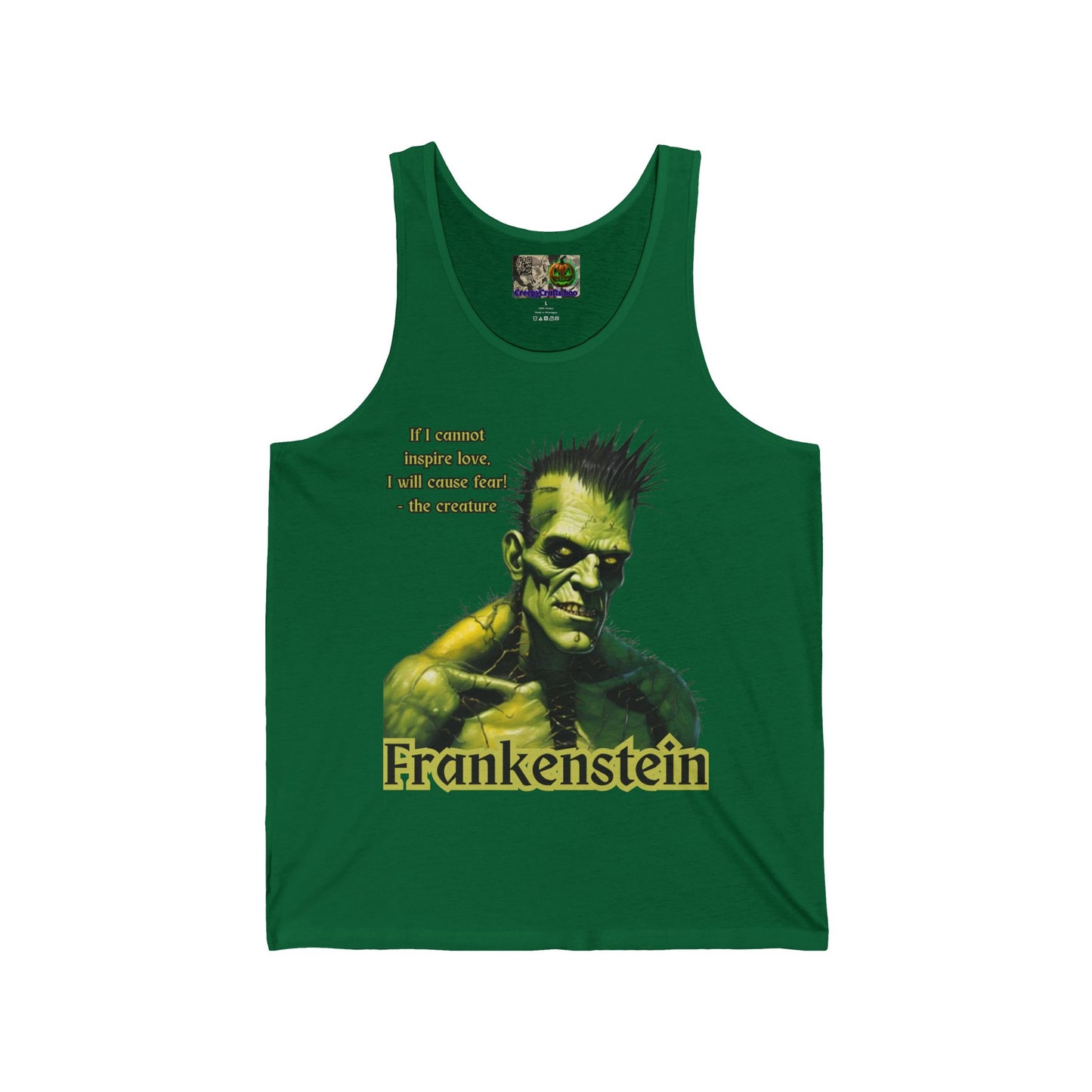 Frankenstein's Creature Unisex Jersey Tank Top by CreepyCrafts.boo