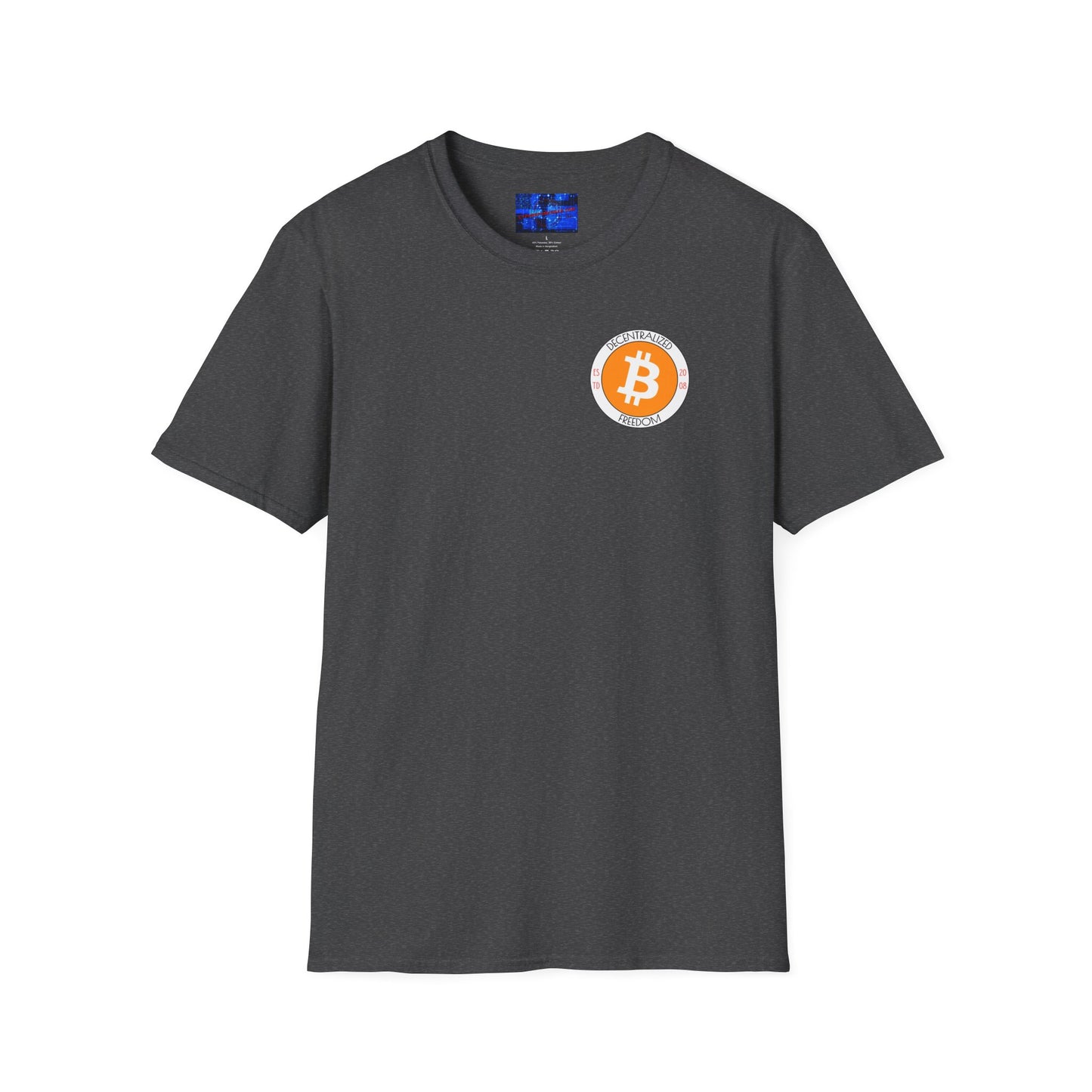 2-sided, Bitcoin (BTC) Decentralized Freedom DKcolors Unisex T-Shirt by cypherpunkgear.com