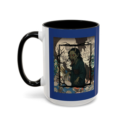 Yōkai Happy Halloween Dark Blue Accent Mug by CreepyCrafts.boo