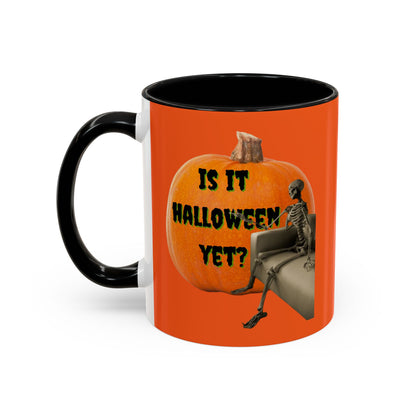 Is it Halloween yet? Skeleton's Giant Pumpkin Orange Accent Mug by CreepyCrafts.boo