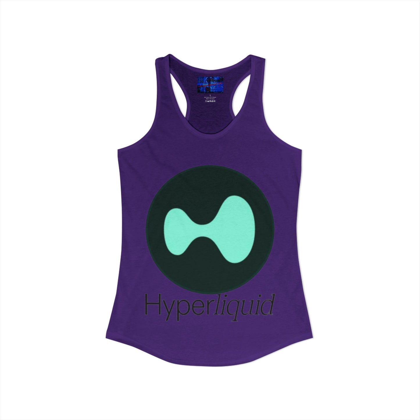 Hyperliquid Black font Women's Racerback Tank Top by cypherpunkgear.com