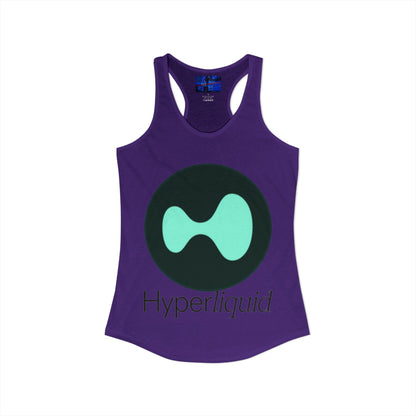 Hyperliquid Black font Women's Racerback Tank Top by cypherpunkgear.com