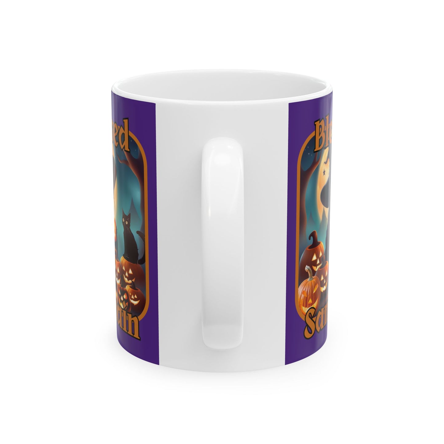 Blessed Samhain Cute Witch ORfont Purple Mug by cypherpunkgear