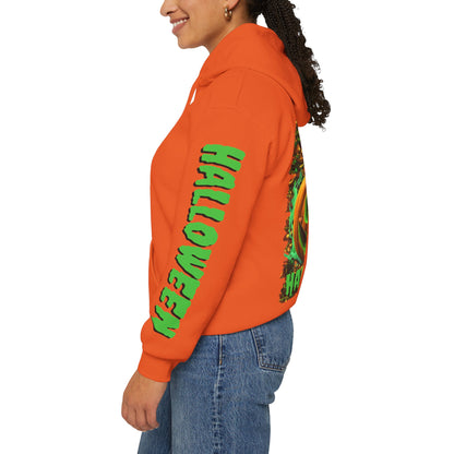 Happy Halloween Green Jack Hoodie Unisex Hooded Sweatshirt by CreepyCrafts.boo