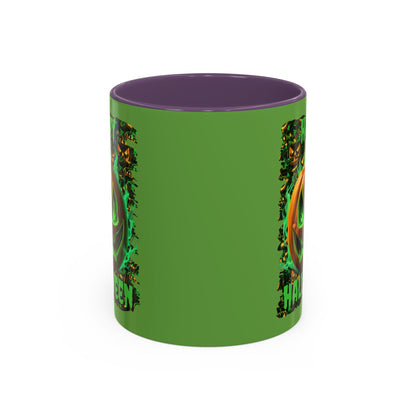 Happy Halloween Green Jack Green Accent Mug by CreepyCrafts.boo