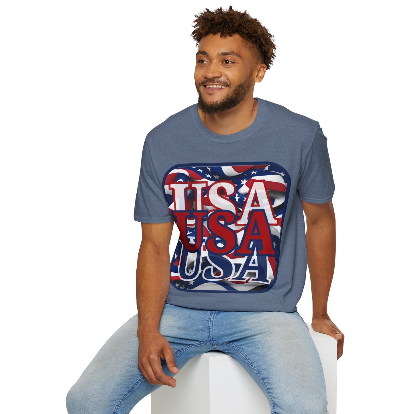 RED White and Blue USA Patriot Dark colors Unisex T-Shirt by cypherpunkgear.com
