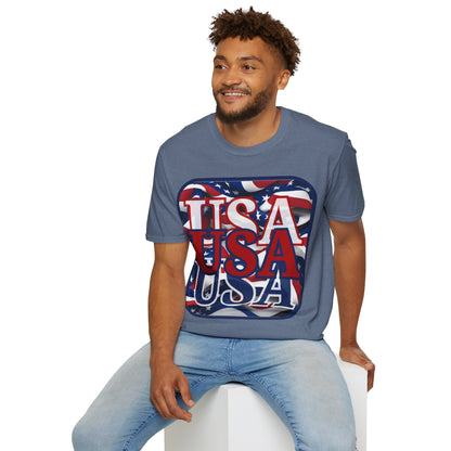 RED White and Blue USA Patriot Dark colors Unisex T-Shirt by cypherpunkgear.com