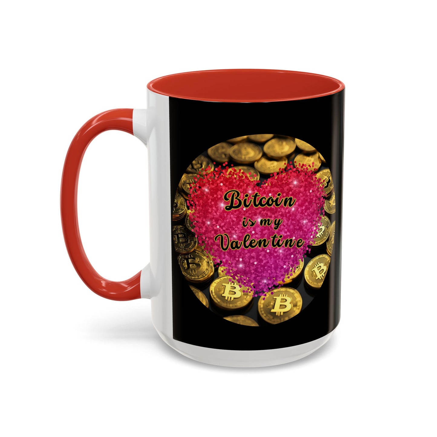 Bitcoin is My Valentine Black Accent Mug by cypherpunkgear.com
