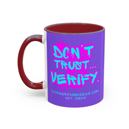 Don't Trust...Verify. Light Purple Accent Mug by cypherpunkgear.com