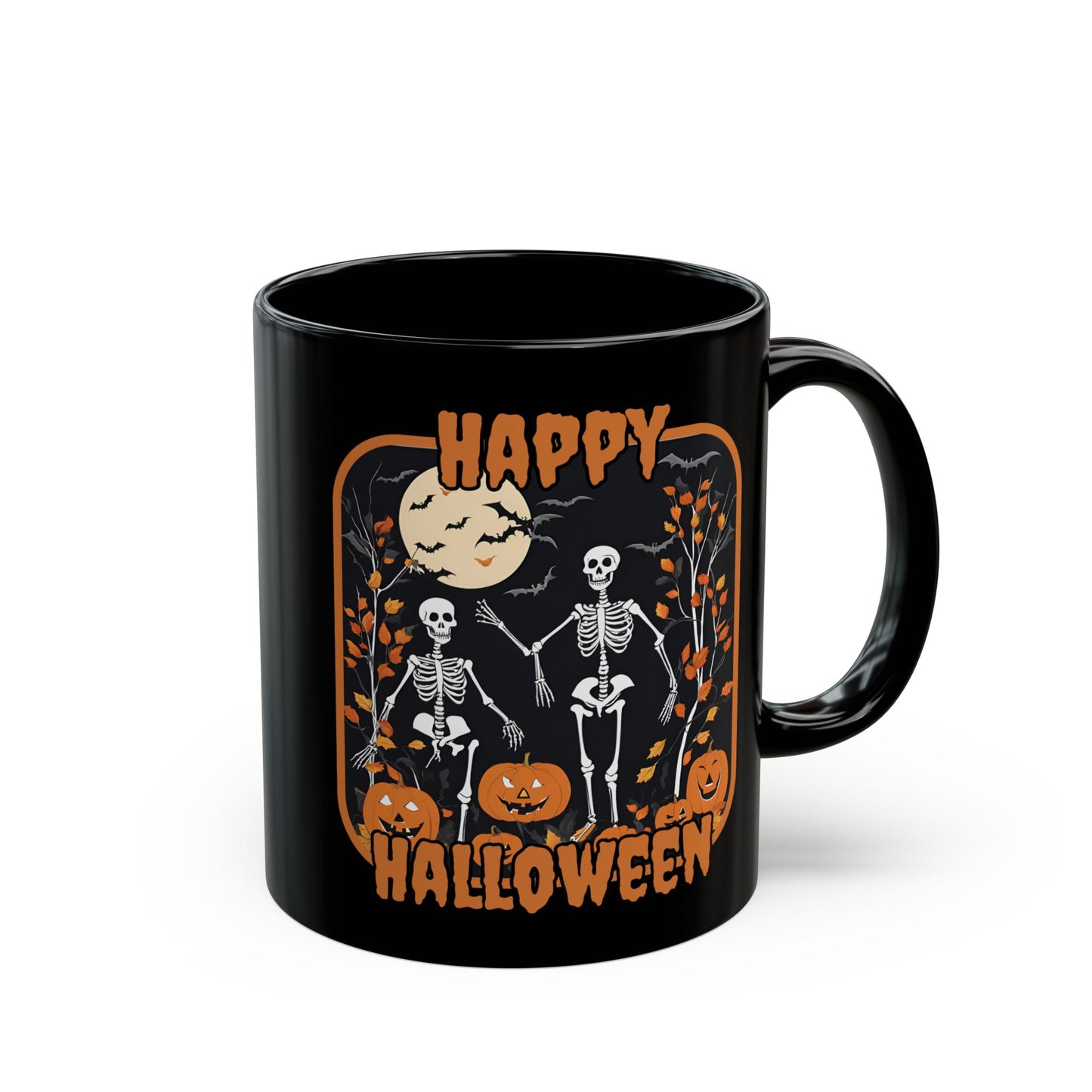Spooktacular Skeletons of Halloween Black Mug by CreepyCrafts.boo