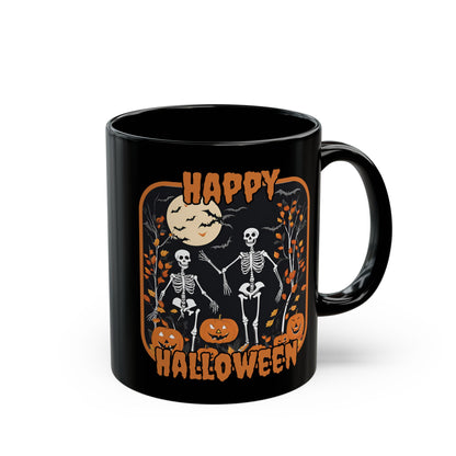 Spooktacular Skeletons of Halloween Black Mug by CreepyCrafts.boo