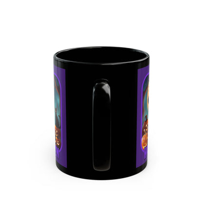 Happy Halloween Cute Witch Purple font Purple Mug by CreepyCrafts.boo