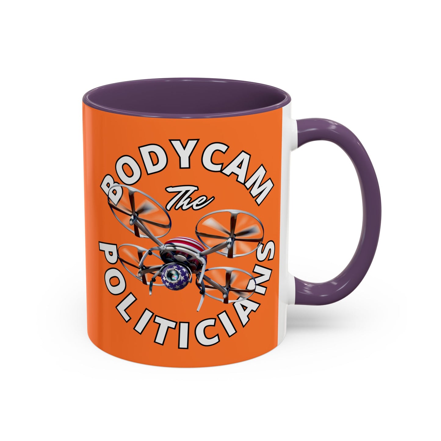 Bodycam the Politicians Drone Orange Accent Mug by cypherpunkgear.com